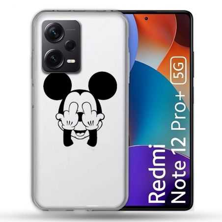 Coque Renforcée Transparente Pour Xiaomi Redmi Note 12 Pro Plus 5G Mickey doigt