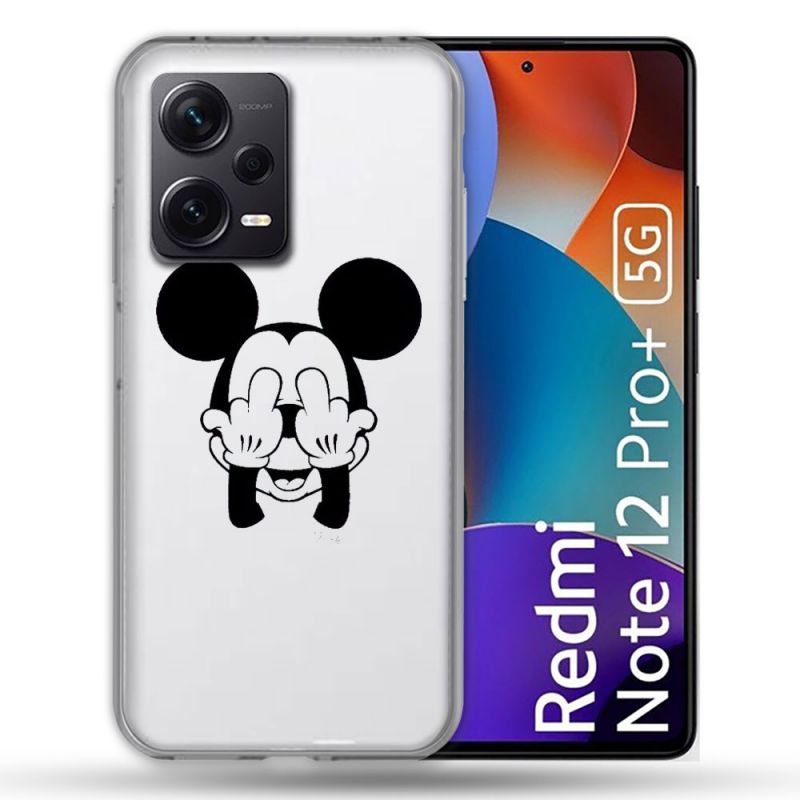 Coque Renforcée Transparente Pour Xiaomi Redmi Note 12 Pro Plus 5G Mickey doigt