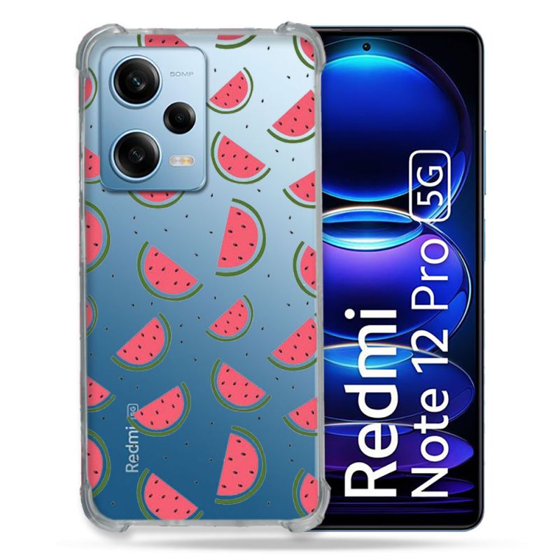 Coque Transparente Renforcée En Verre Trempé Pour Xiaomi Redmi Note 12 Pro 5G Pasteque