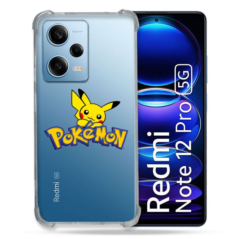 Coque Transparente Renforcée En Verre Trempé Pour Xiaomi Redmi Note 12 Pro 5G Pokemon