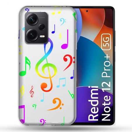 Coque Renforcée Transparente Pour Xiaomi Redmi Note 12 Pro Plus 5G Note Musique Colore