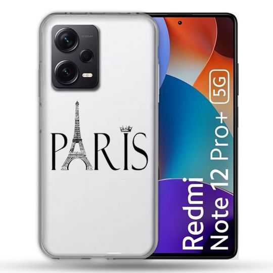 Coque Renforcée Transparente Pour Xiaomi Redmi Note 12 Pro Plus 5G Paris Noir
