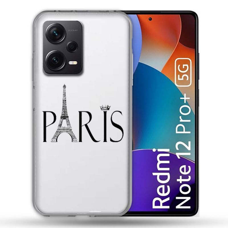Coque Renforcée Transparente Pour Xiaomi Redmi Note 12 Pro Plus 5G Paris Noir