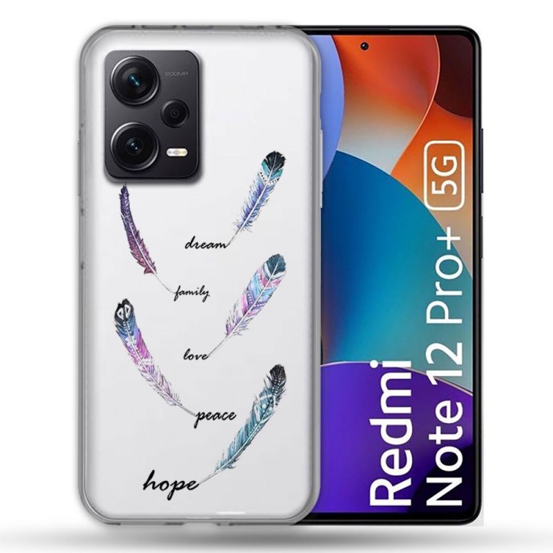 Coque Renforcée Transparente Pour Xiaomi Redmi Note 12 Pro Plus 5G Plume Couleur