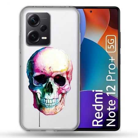 Coque Renforcée Transparente Pour Xiaomi Redmi Note 12 Pro Plus 5G Skull Head Crane Colore
