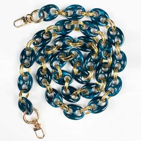 Coque Transparente Renforcée En Verre Trempé Pour Xiaomi Redmi Note 12 Pro 5G Lanière / Cordon Anneaux Bleu et Or