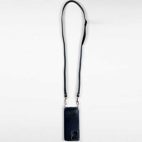 Coque Transparente Renforcée En Verre Trempé Pour Xiaomi Redmi Note 12 Pro 5G Lanière / Cordon Cuir 2 Noir