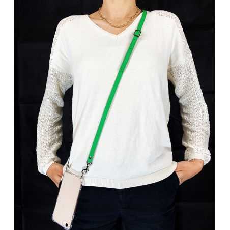 Coque Renforcée Transparente Pour Xiaomi Redmi Note 12 Pro Plus 5G Lanière / Cordon Cuir 2 Vert