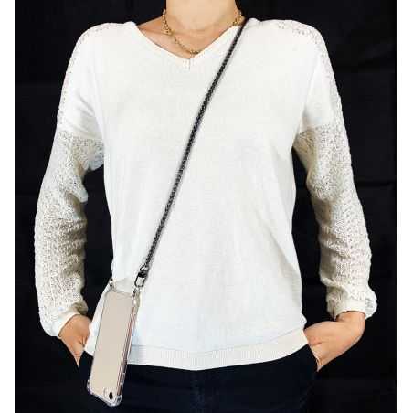 Coque Renforcée Transparente Pour Xiaomi Redmi Note 12 Pro Plus 5G Lanière / Cordon Metal Serpent Noir