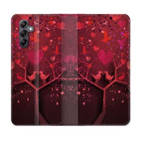 Housse cuir portefeuille pour Samsung Galaxy A14 4G / 5G Amour Arbre
