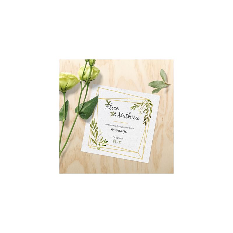 Carte invitation ensemencée (papier graine) 300g/m2