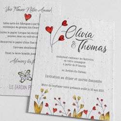 Carte invitation ensemencée (papier graine) 300g/m2