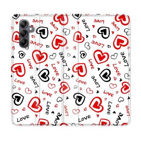 Housse cuir portefeuille pour Samsung Galaxy A14 4G / 5G Amour Love