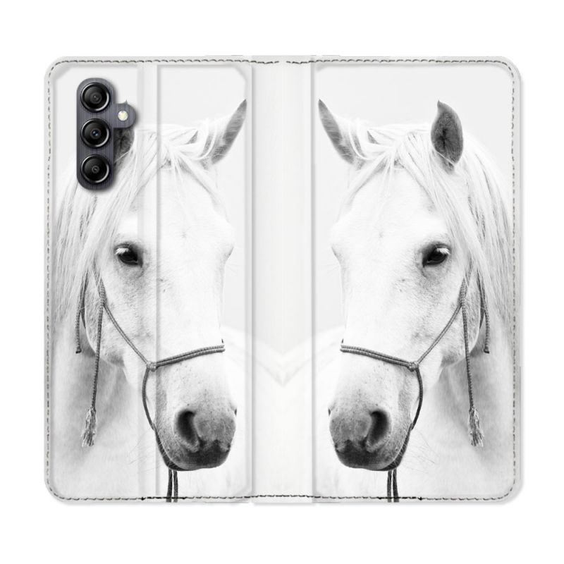 Housse cuir portefeuille pour Samsung Galaxy A14 4G / 5G Animal Cheval Cristal