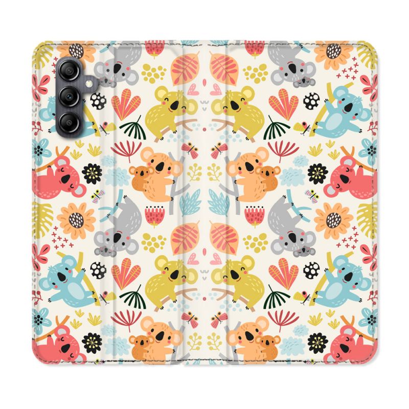 Housse cuir portefeuille pour Samsung Galaxy A14 4G / 5G Animal Koala Pattern