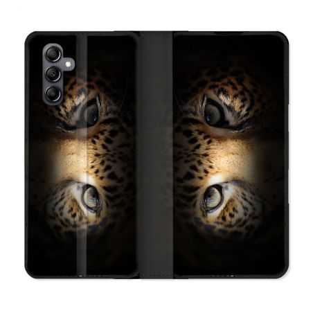 Housse cuir portefeuille pour Samsung Galaxy A14 4G / 5G Animal Leopard Yeux