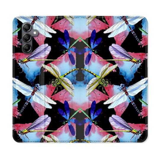 Housse cuir portefeuille pour Samsung Galaxy A14 4G / 5G Animal Libellule