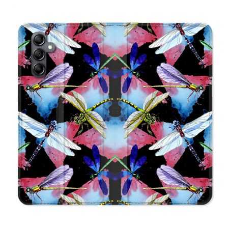 Housse cuir portefeuille pour Samsung Galaxy A14 4G / 5G Animal Libellule