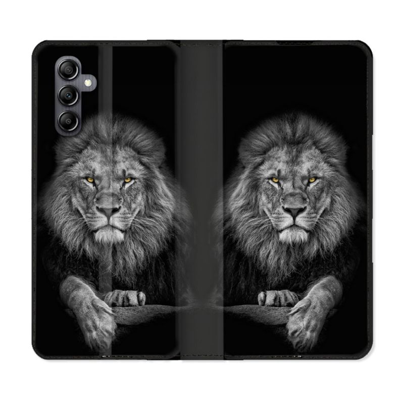 Housse cuir portefeuille pour Samsung Galaxy A14 4G / 5G Animal Lion Majestueux