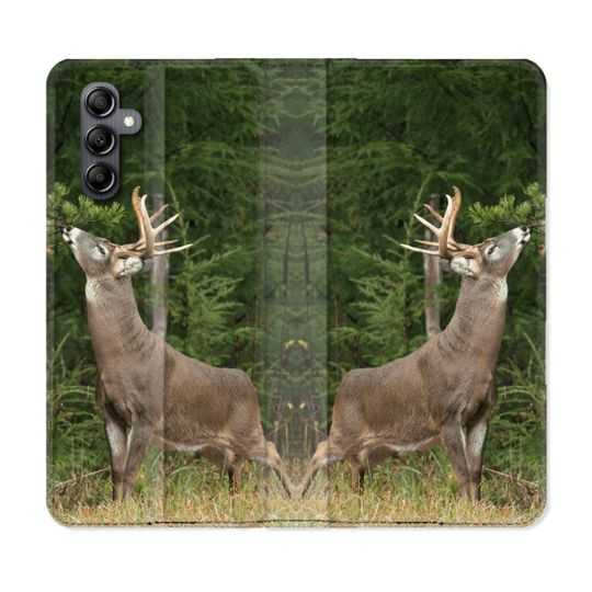 Housse cuir portefeuille pour Samsung Galaxy A14 4G / 5G Chasse Cerf