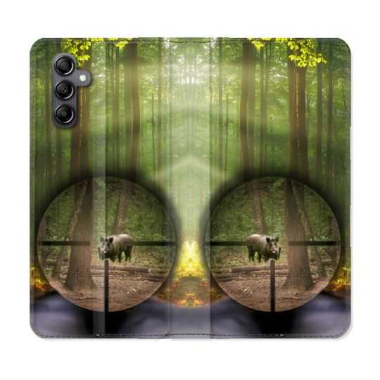 Housse cuir portefeuille pour Samsung Galaxy A14 4G / 5G Chasse Sanglier Viseur