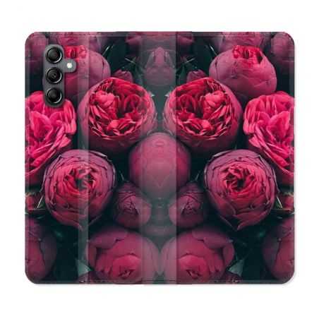 Housse cuir portefeuille pour Samsung Galaxy A14 4G / 5G Fleur Pivoine