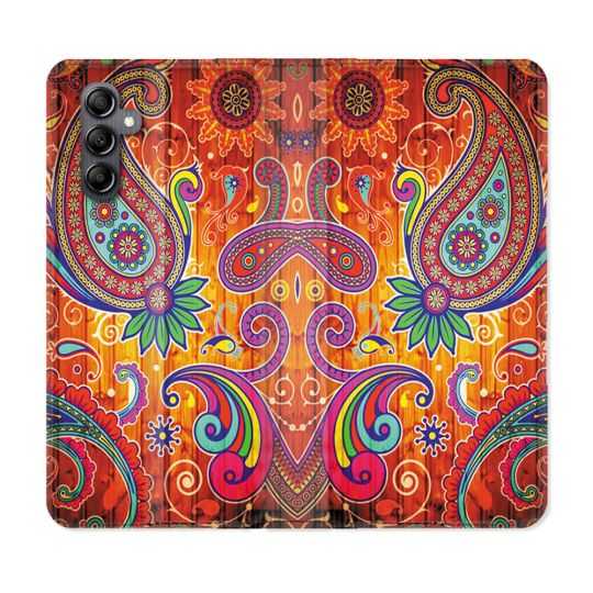 Housse cuir portefeuille pour Samsung Galaxy A14 4G / 5G Fleur Psychedelic