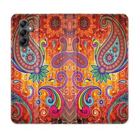 Housse cuir portefeuille pour Samsung Galaxy A14 4G / 5G Fleur Psychedelic