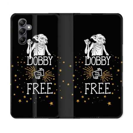 Housse cuir portefeuille pour Samsung Galaxy A14 4G / 5G Harry Potter Dobby Free Noir
