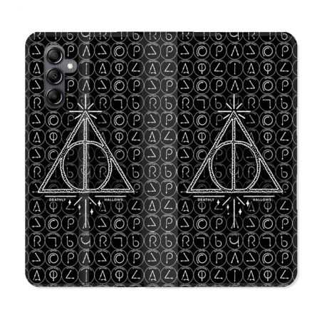 Housse cuir portefeuille pour Samsung Galaxy A14 4G / 5G Harry Potter Hollows Triangle Noir