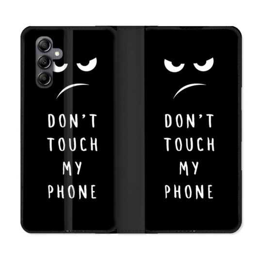 Housse cuir portefeuille pour Samsung Galaxy A14 4G / 5G Humour Don't Touch