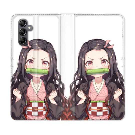 Housse cuir portefeuille pour Samsung Galaxy A14 4G / 5G Manga Demon Slayer Nezuko