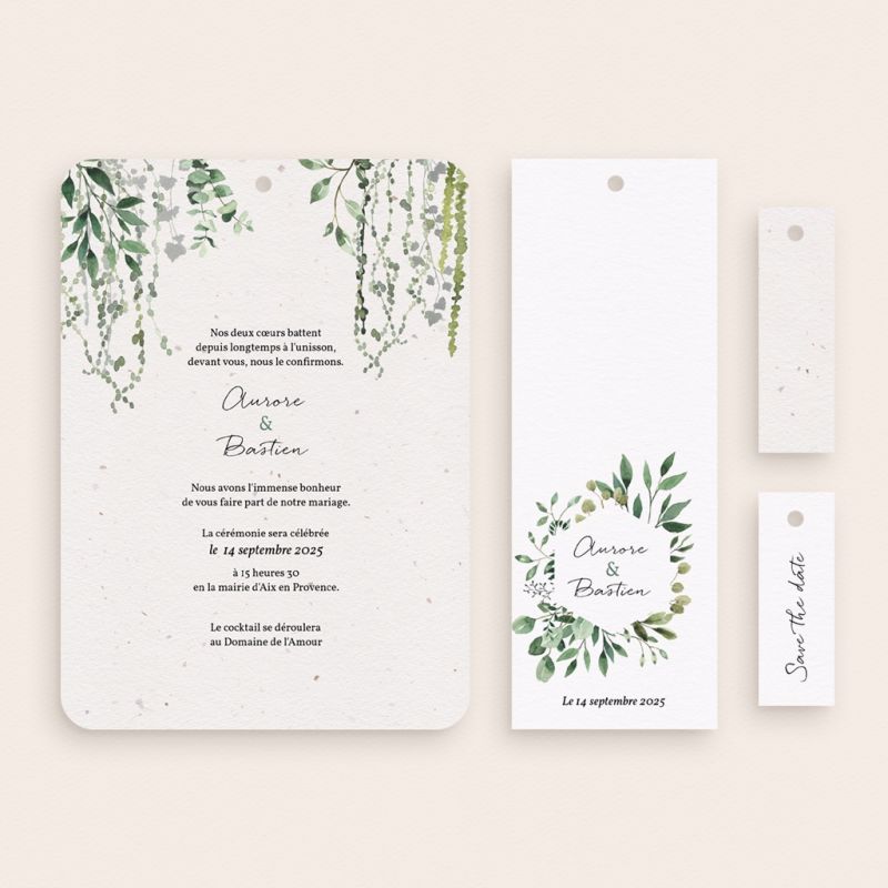 Faire Part Mariage Naissance Baptême Fibre Naturelle Texturée 300g/m2