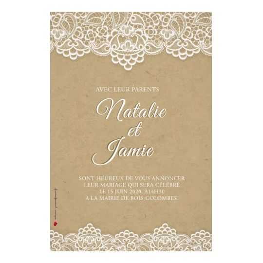 Faire Part Mariage Naissance Baptême Kraft 300g/m2