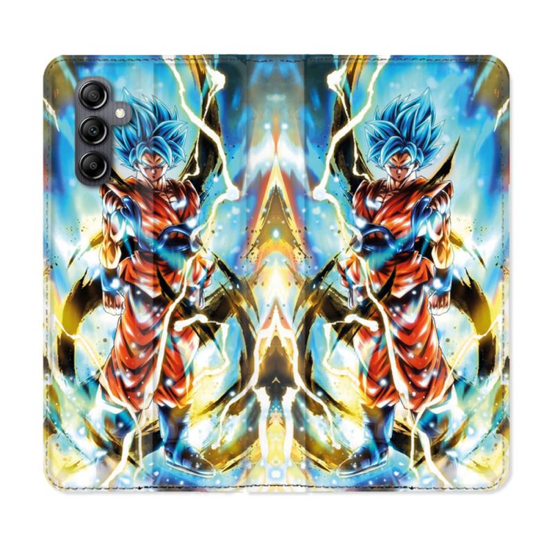 Housse cuir portefeuille pour Samsung Galaxy A14 4G / 5G Manga Dragon Ball Sangoku Blanc