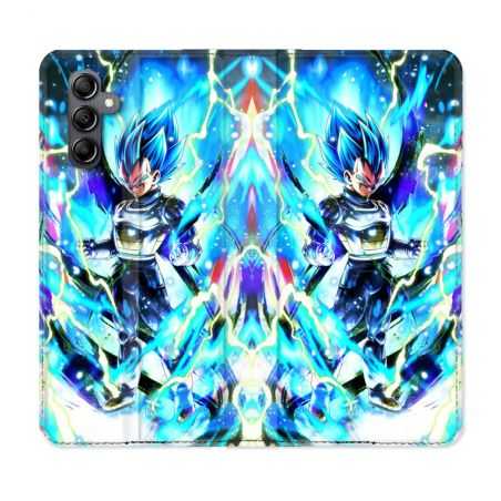 Housse cuir portefeuille pour Samsung Galaxy A14 4G / 5G Manga Dragon Ball Vegeta Bleu