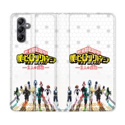 Housse cuir portefeuille pour Samsung Galaxy A14 4G / 5G Manga My Hero Academia Blanc