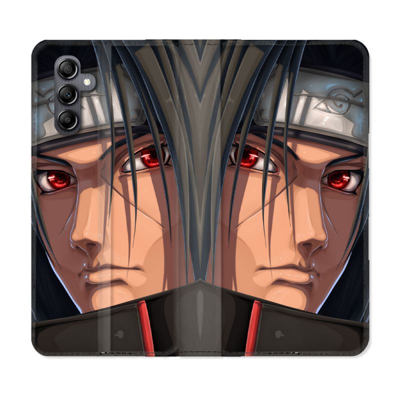 Housse cuir portefeuille pour Samsung Galaxy A14 4G / 5G Manga Naruto Itachi Visage