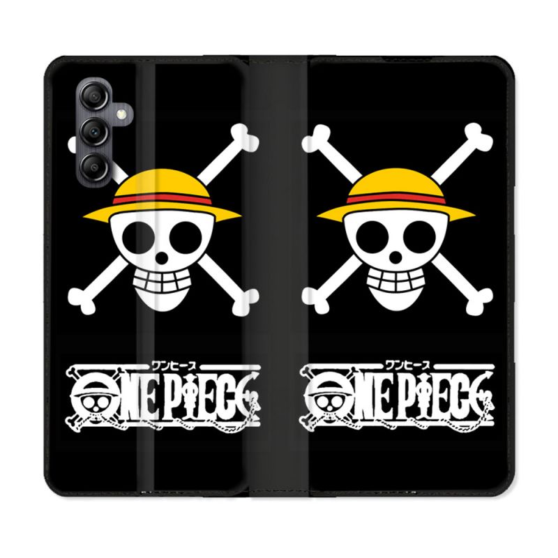 Housse cuir portefeuille pour Samsung Galaxy A14 4G / 5G Manga One Piece Tete de Mort