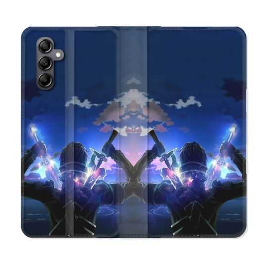 Housse cuir portefeuille pour Samsung Galaxy A14 4G / 5G Manga SAO sword Art Online Epee