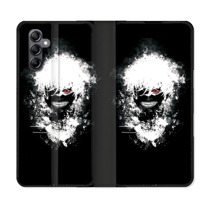 Housse cuir portefeuille pour Samsung Galaxy A14 4G / 5G Manga Tokyo Ghoul Kaneki Tag