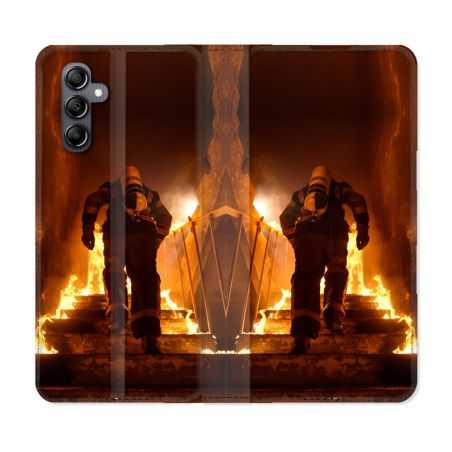 Housse cuir portefeuille pour Samsung Galaxy A14 4G / 5G Pompier Escalier