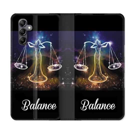 Housse cuir portefeuille pour Samsung Galaxy A14 4G / 5G Signe Zodiaque 2 Balance