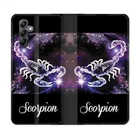 Housse cuir portefeuille pour Samsung Galaxy A14 4G / 5G Signe Zodiaque 2 Scorpion