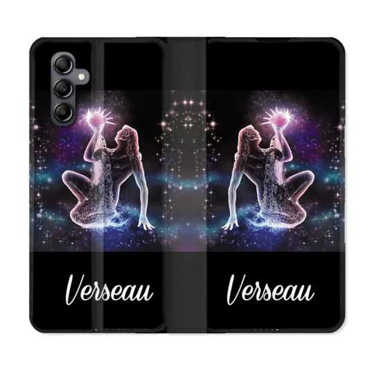 Housse cuir portefeuille pour Samsung Galaxy A14 4G / 5G Signe Zodiaque 2 Verseau
