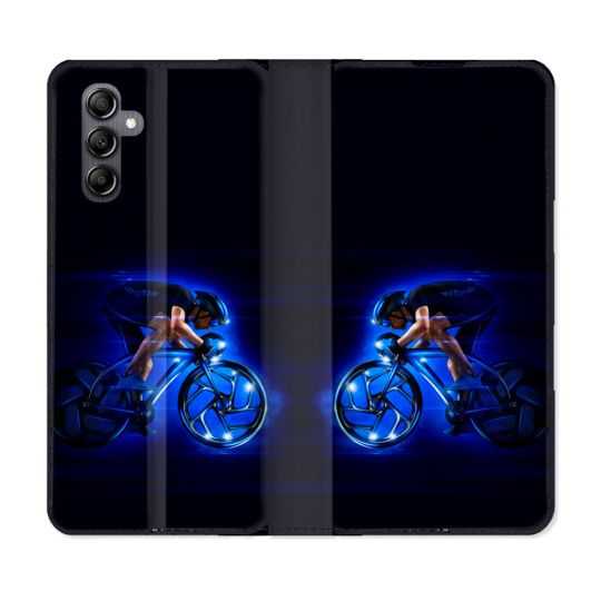 Housse cuir portefeuille pour Samsung Galaxy A14 4G / 5G Sport Cyclisme Bleu