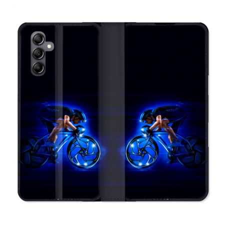 Housse cuir portefeuille pour Samsung Galaxy A14 4G / 5G Sport Cyclisme Bleu
