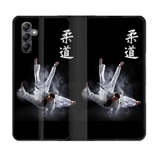 Housse cuir portefeuille pour Samsung Galaxy A14 4G / 5G Sport Judo Noir
