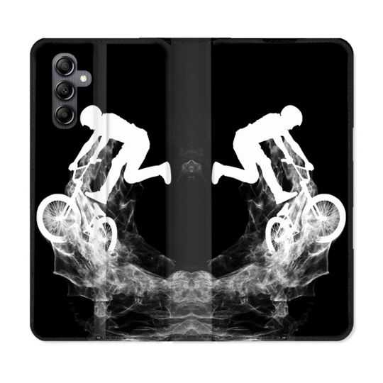 Housse cuir portefeuille pour Samsung Galaxy A14 4G / 5G Sport VTT Noir