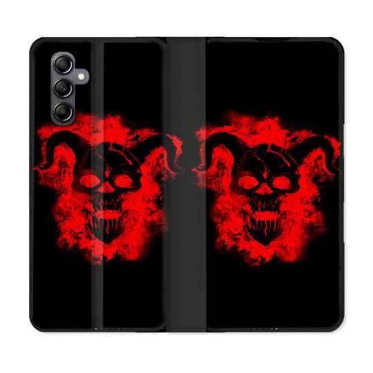 Housse cuir portefeuille pour Samsung Galaxy A14 4G / 5G Tete de Mort Diable